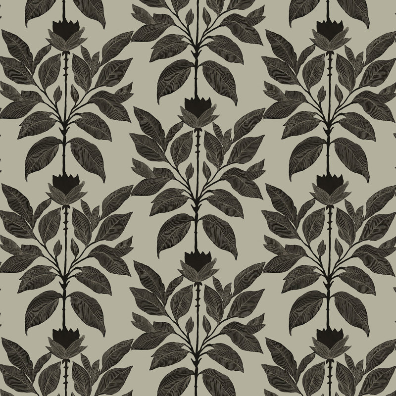 Wayward Petal - Floral Wallpaper, Non-Pasted, Non-Woven, Driftwood Taupe