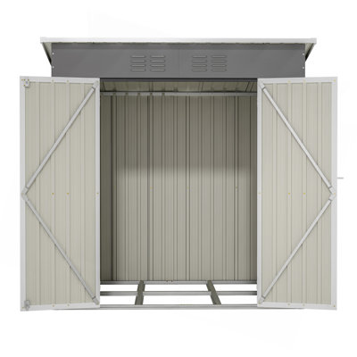 Remise de rangement extérieure en métal 6 pi x 4 pi pour porte de jardin verrouillable avec cadre de plancher