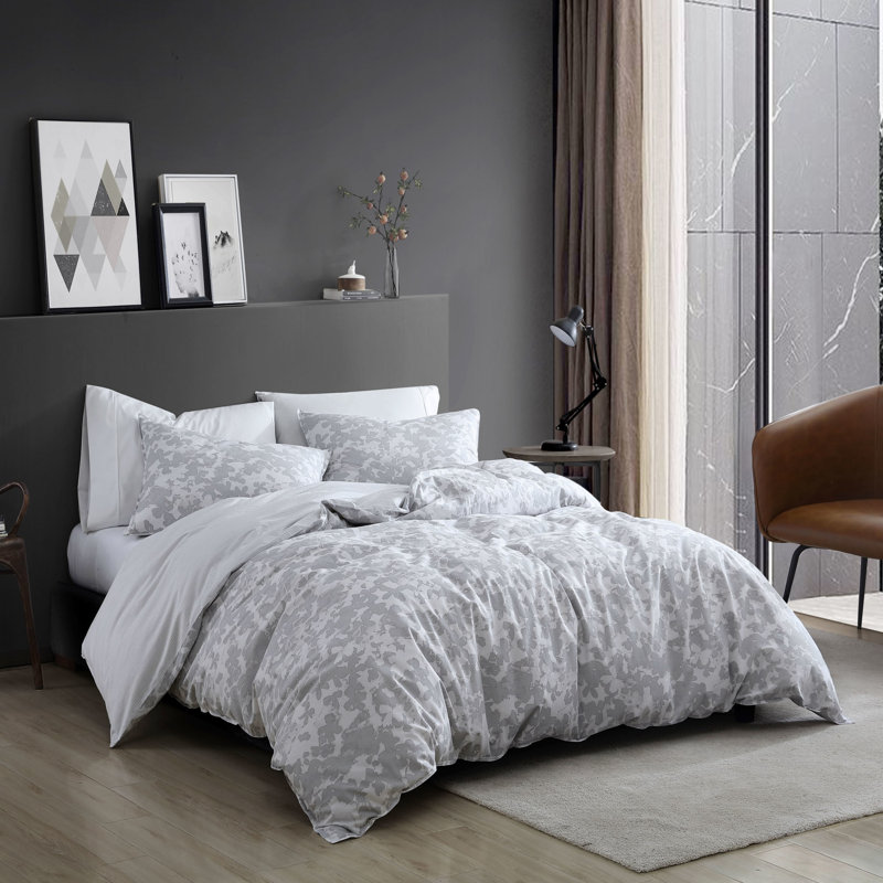Kenneth Cole Merrion Organic Cotton Grey Duvet Cover Set, Twin Duvet Cover + 1 Sham