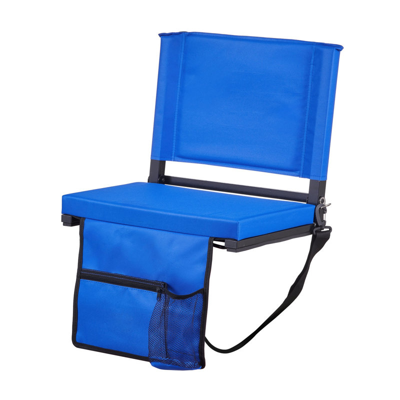 Siège de stade portable pliable avec dossier et coussin épais - Fauteuil de gradin bleu pour événements sportifs
