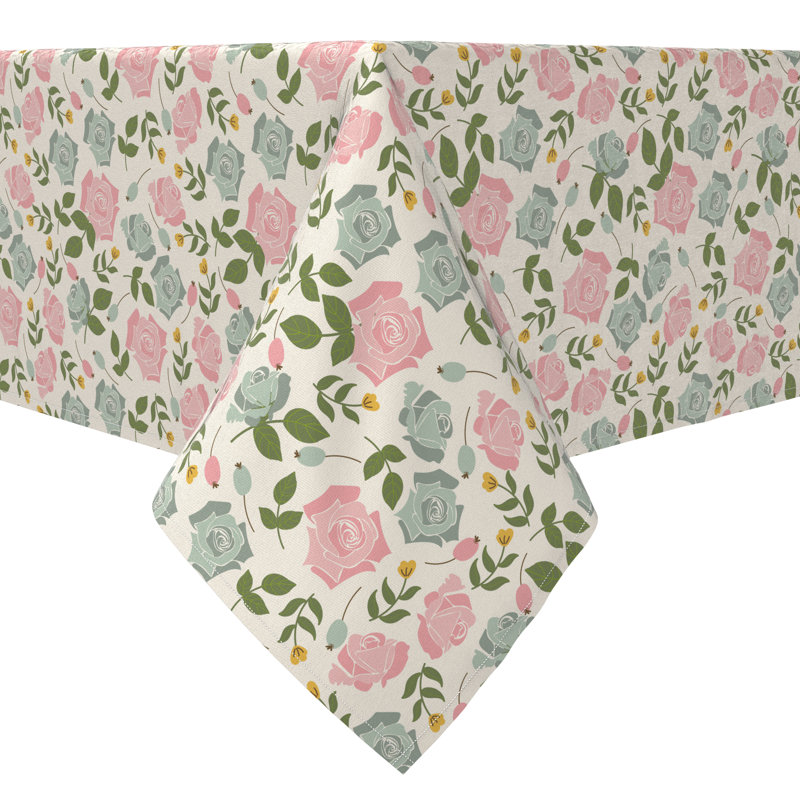 Rectangular Floral Cotton Twill Table Runner
