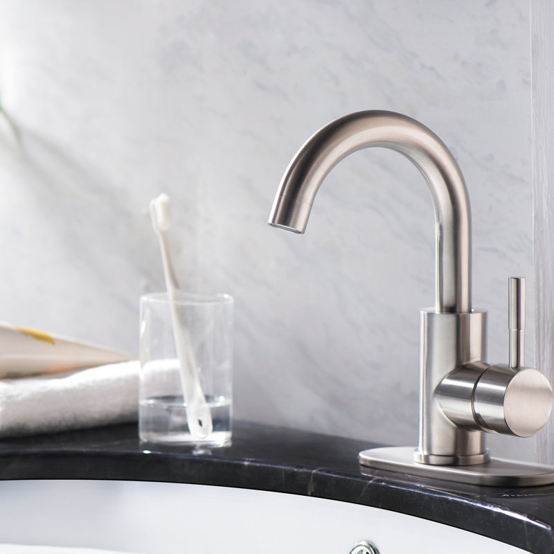 Brushed Nickel Bathroom Faucet For Single Hole Deck-Mounted - Made Of Stainless Steel Long-Lasting Beauty With A Sleek Design Modern Bathrooms