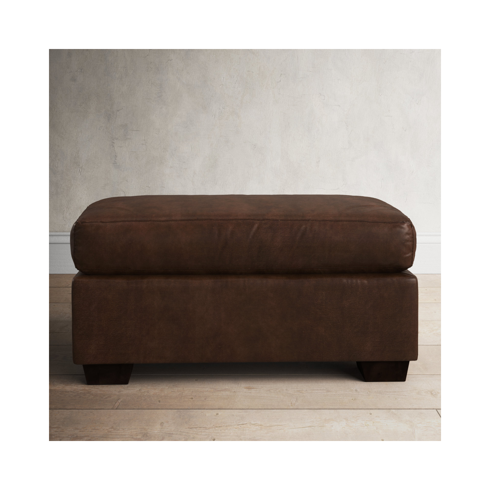 Cranbrook Upholstered Ottoman, Bistro Rustic Genuine Leather