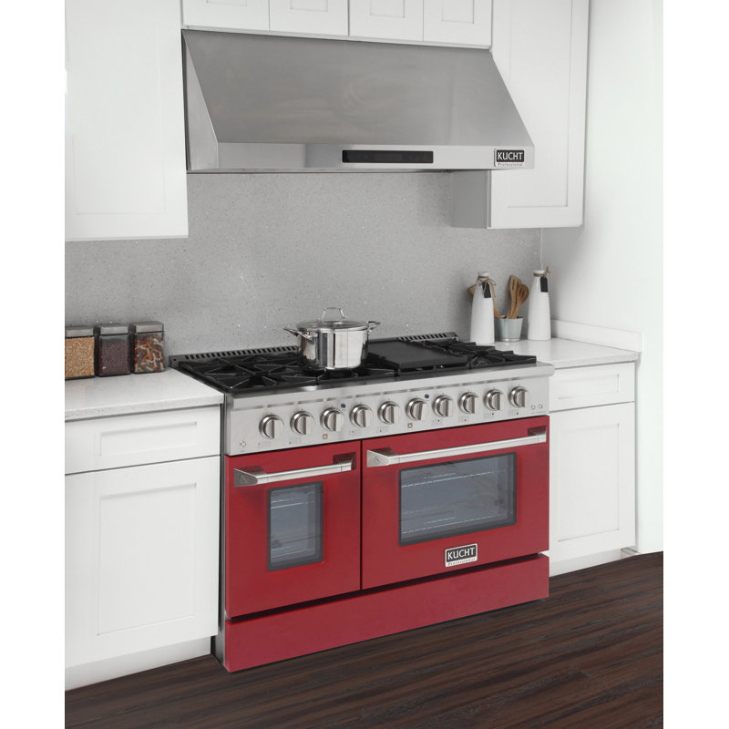 Kucht 48'' W Dual Fuel Range, Red, Liquid Propane