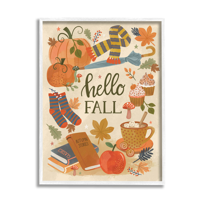 Hello Hello Cozy Autumn at-237, H 30 po x l 24 po x P 1,5 po, Giclée encadrée blanc bord de mer