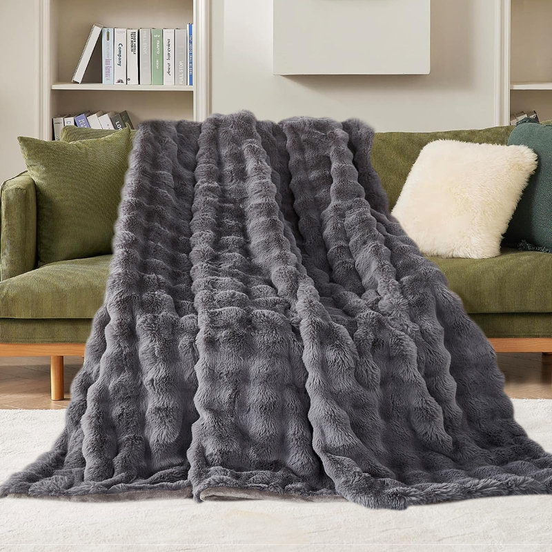 Ashritha Throw Blanket, Grey, 200cm x 130cm
