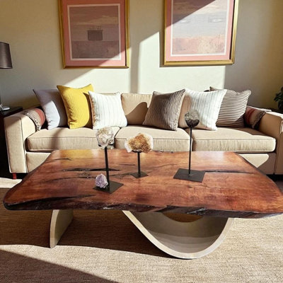 Rustic Mesquite Coffee Table: Handcrafted Southwestern Iron Base