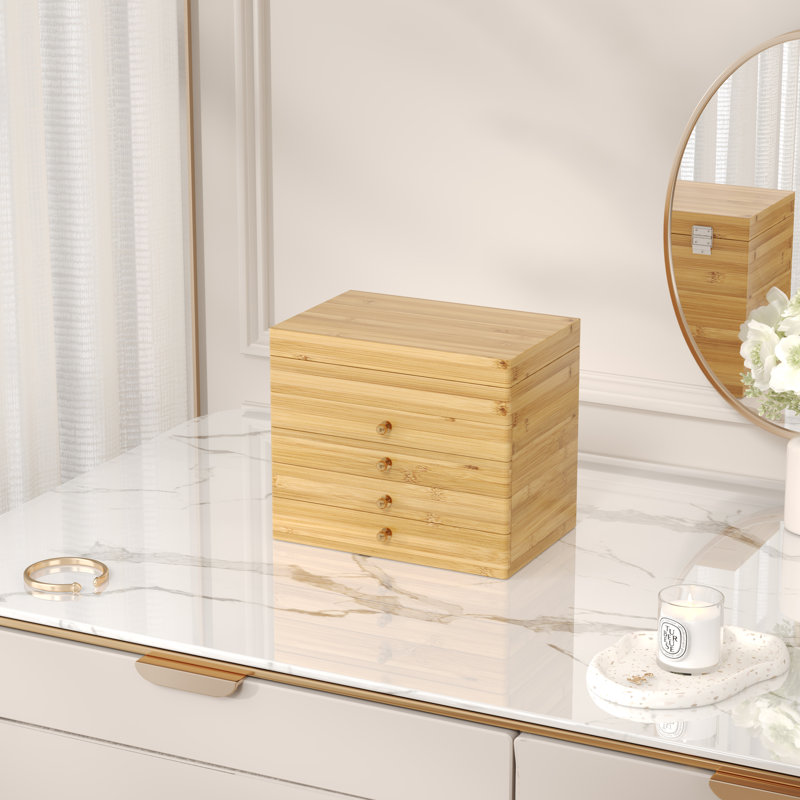 Bamboo Jewellery Box + Drawers