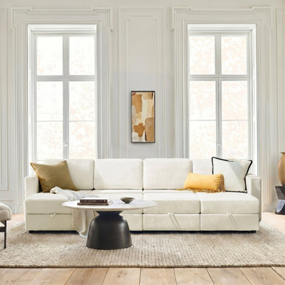 Tamariah Modern 316cm Wide 8-Seats Modular Storage Sofa With 4 Ottomans