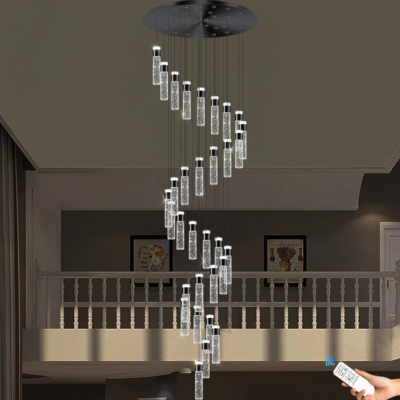 Luminaire suspendu cylindrique à DEL 32 lumières avec détails en cristal Valaya
