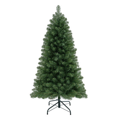 7.5ft Artificial Christmas Tree - Full, Lifelike PVC Branches, 1,346 Tips, Hinged & Sturdy for Ornaments, Unlit, Durable Metal Base, Perfect Holiday Décor