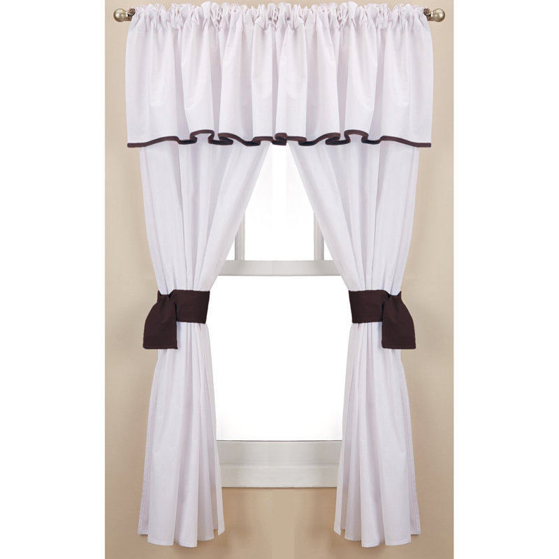 Paire de rideaux transparents avec passe-tringle Vilray, Blanc/chocolat