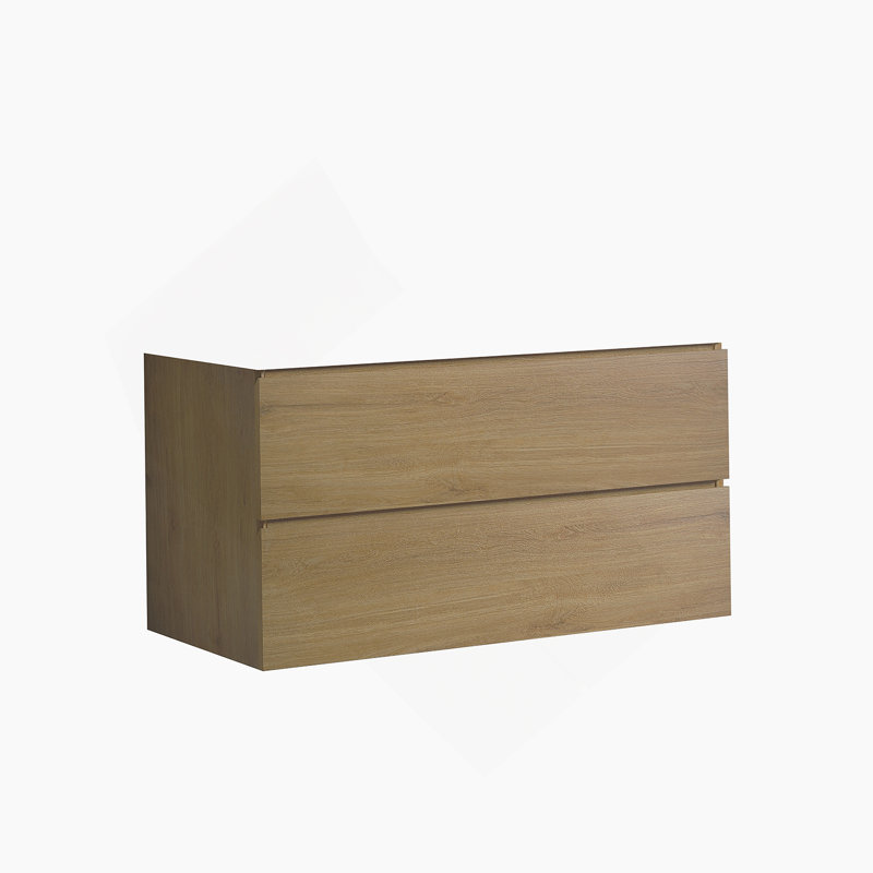 Wall Mount Cabinet Without Basin, Natural Oak Colour, With Two Drawers