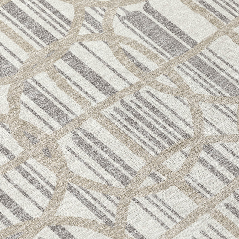 Machine Washable Indoor/Outdoor Chantille ACN2769 Geometric Rug, 2'3" x 7'6" Runner, Ivory