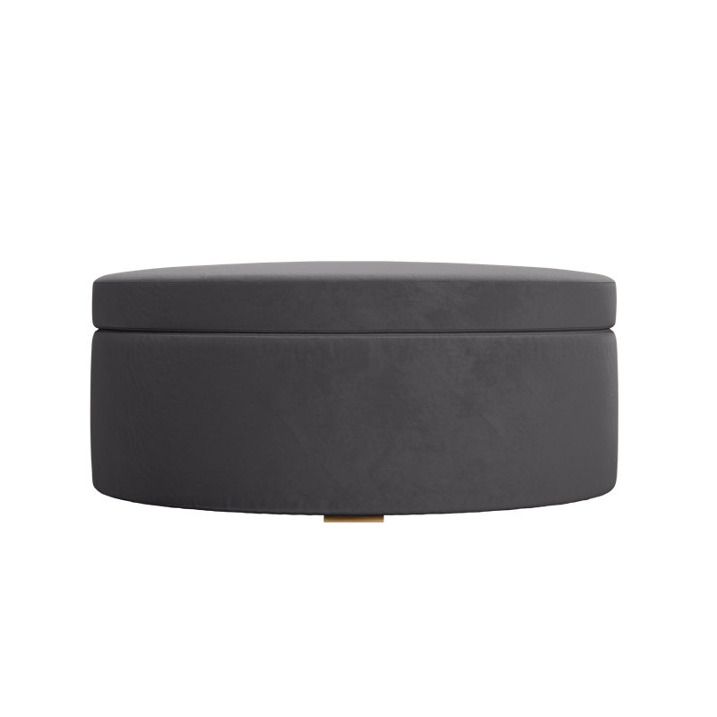 Evergreen Storage Ottoman, Ash Recycled Velvet