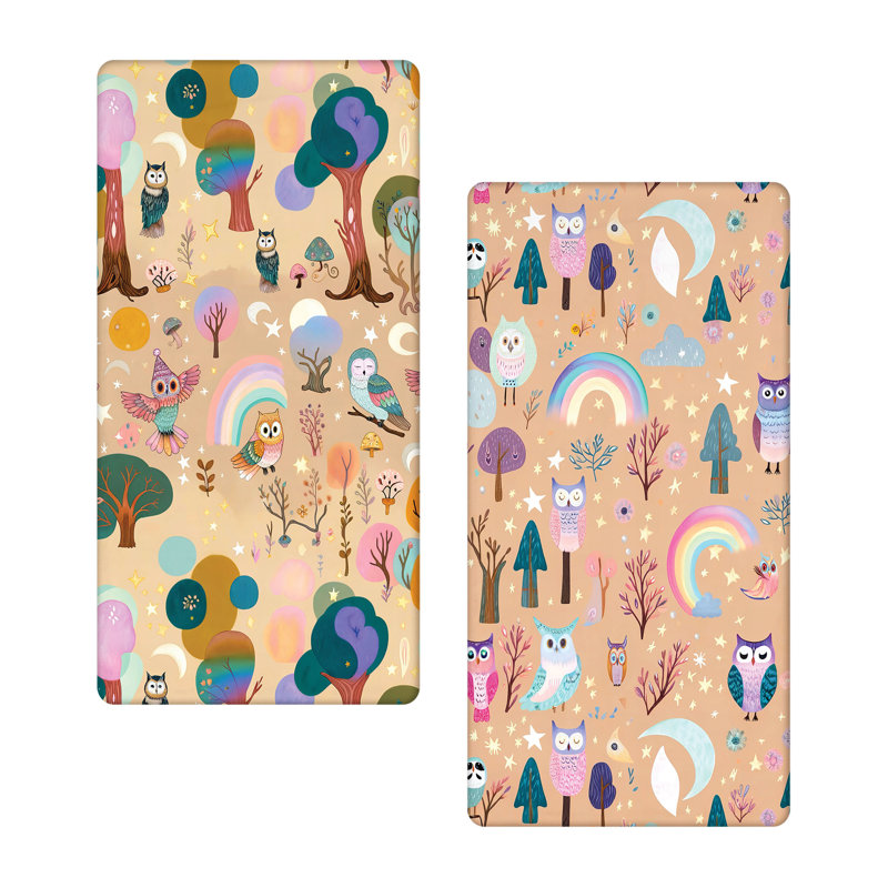 Ensemble de 2 draps-hiboux Ambesonne, Drap-housse de taille très grand