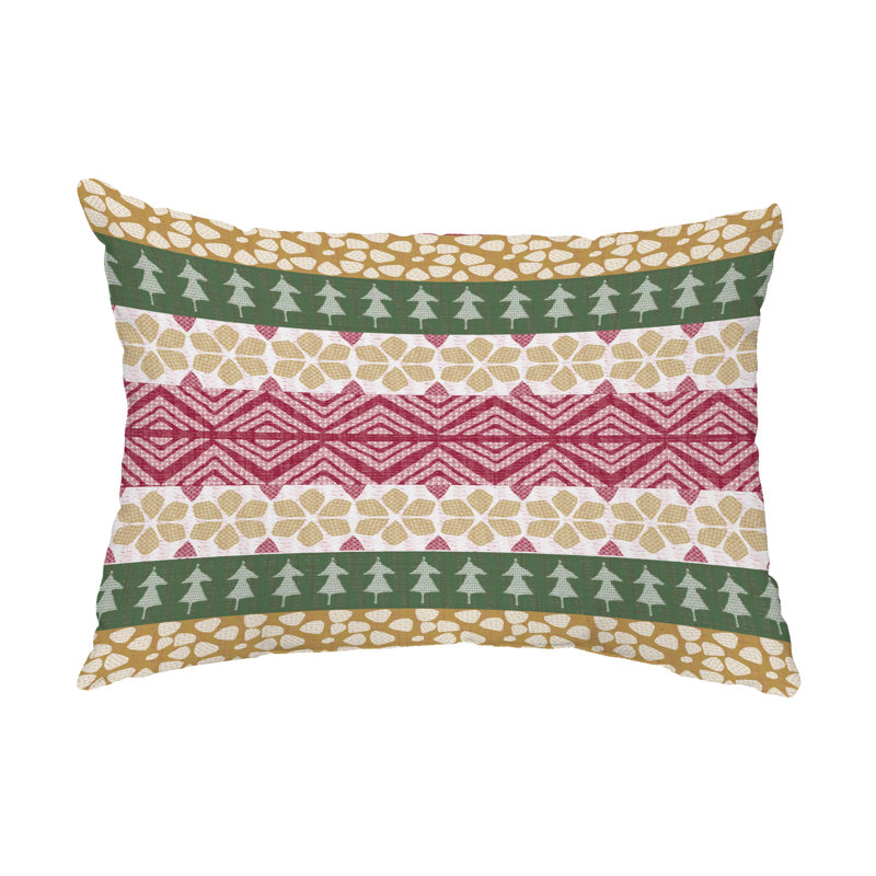 FairIsle Geometric Outdoor Reversible Throw Pillow, Green