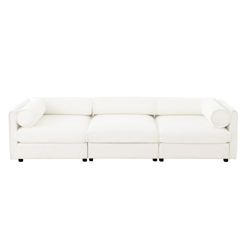 Chenille contemporaine avec rangement et cylindrique pour un salon confortable moderne blanc ergonomique, Blanc