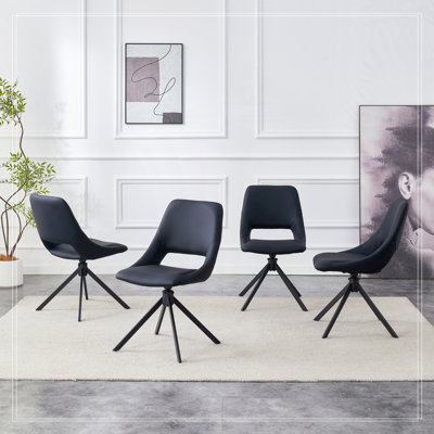 Faux Leather Swivel Dining Room Chair, Metal Kitchen Chairs With Goldmesh Scratch-Resistant Leather And High Back