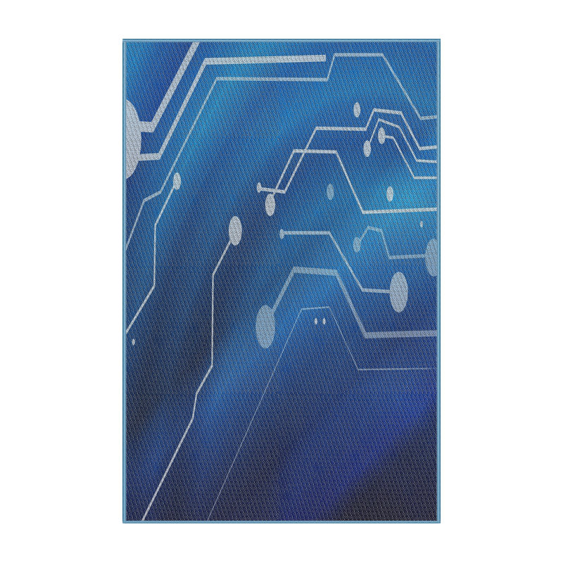 Tapis bleu/noir à motifs, Rectangle 2 pi x 3 pi