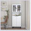 Armoire de rangement haute avec 2 portes vitrées et 2 portes, grande armoire de cuisine