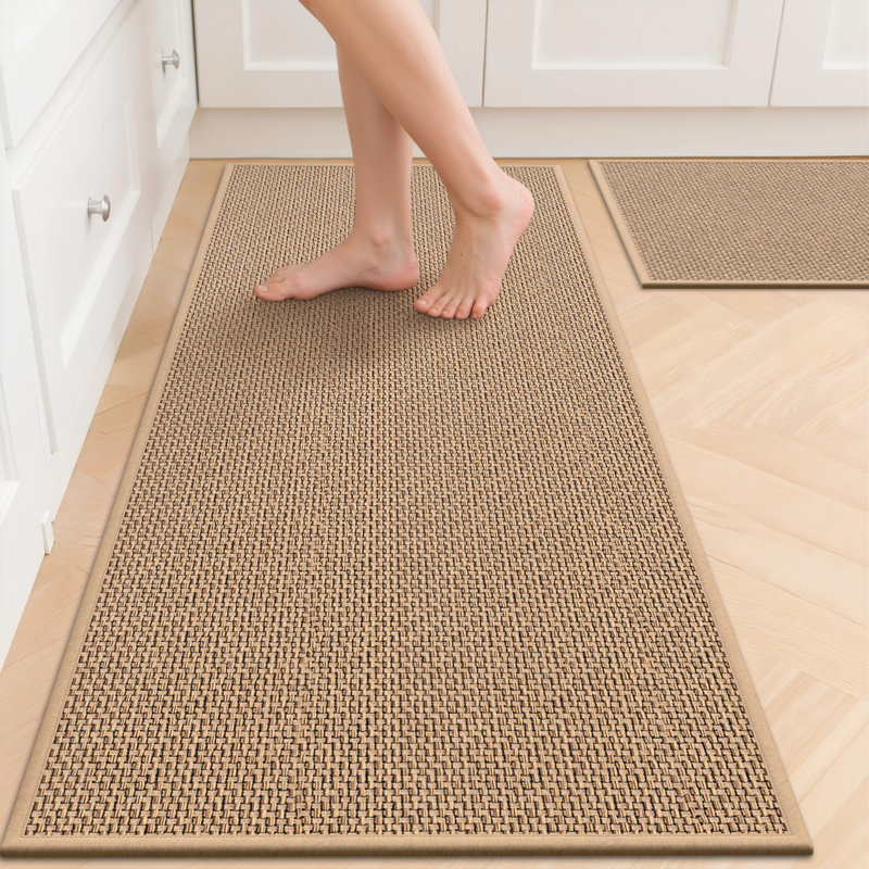 Non-Slip Kitchen Rugs,Absorbent Kitchen Mat, Runner 20" x 32" + 20" x 47", Beige