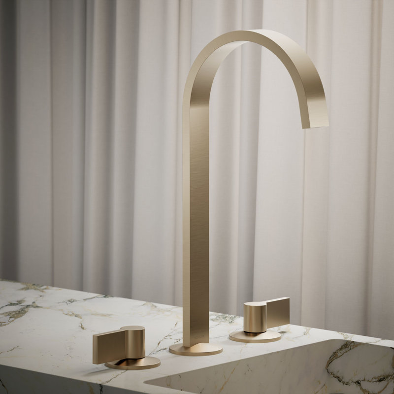 Components Bathroom Sink Spout With Ribbon Design, Bronze