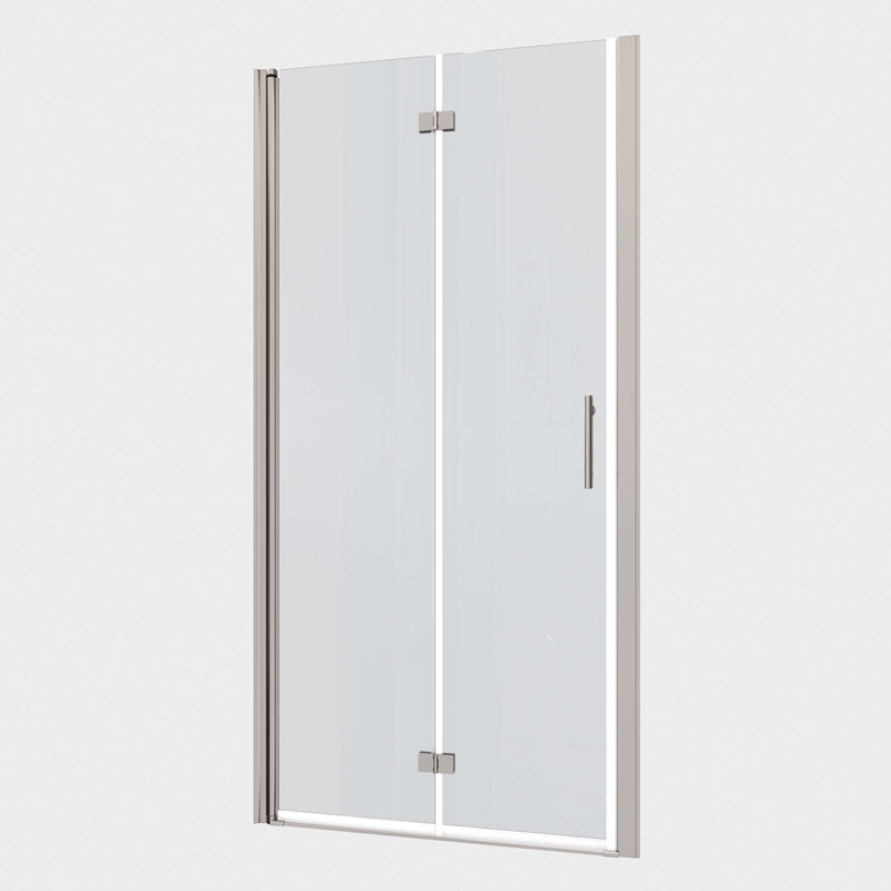 Universal Pivot Shower Door,Open Outside,With 1/4" Tempered Glass, Brush Nickel