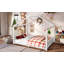 Lit double sur pied avec lattes de soutien, cadre de lit en bois massif pour enfants, sans sommier ni structure d'ouverture, blanc-181953394