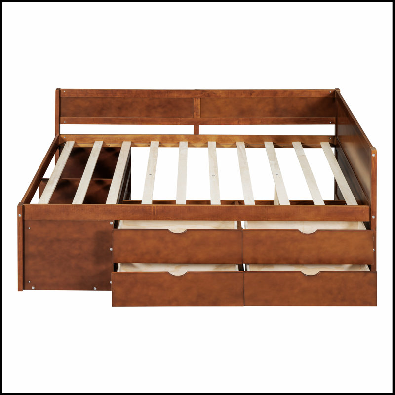 Lit de jour élégant avec tiroirs et tablettes, parfait pour économiser de l'espace et un rangement polyvalent dans n'importe quelle décoration intérieure