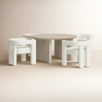 Aruna 4 - Person Solid Wood Top Double Pedestal Dining Set