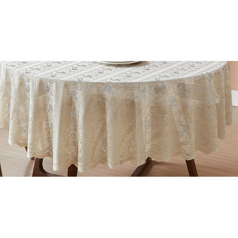 70 Inches Vintage Gold Round Tablecloth For Rustic Dining Table Décor, Gold, 70” Round