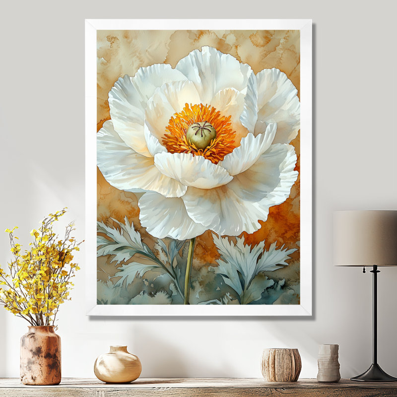 Biddlestone - impressions murales florales, H 32 po x l 24 po, Reproduction encadrée d'une seule photo, Blanc
