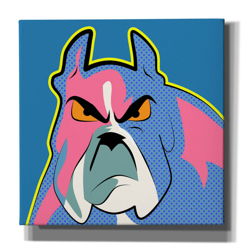 «Bull Dog Pop» par Mark Ashkenazi, art mural sur toile, H 18 po x l 18 po x P 0,75 po