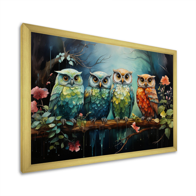 Native Art Guardians Of Forest, reproduction d'art sur toile, H 16 po x l 32 po x P 1 po, Cadre doré à une seule photo