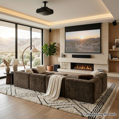 Chenille Modular Home Theater Pit Sectional Sofa with Ottomans, Deep Seating Lounge Couch