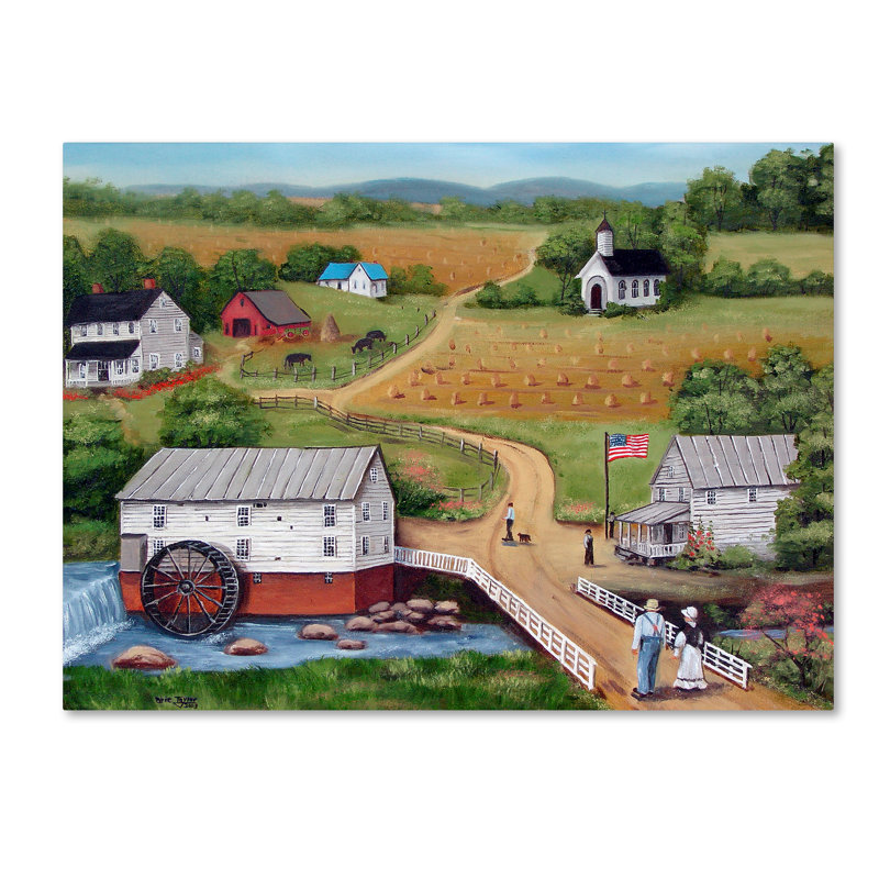 Reproduction sur toile tendue Dugazon «Murrays Mill The Past», H 14 po x l 19 po