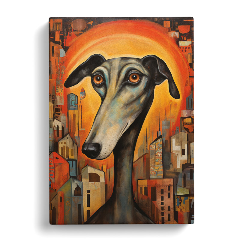 Greyhound Orphism Art No.2 - Wrapped Canvas, 50cm H x 35cm W x 3cm D