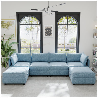 Modular Sectional Sofa with Convertible Sleeper and Storage, Flexible Fabric Combinations for Modern Living Rooms