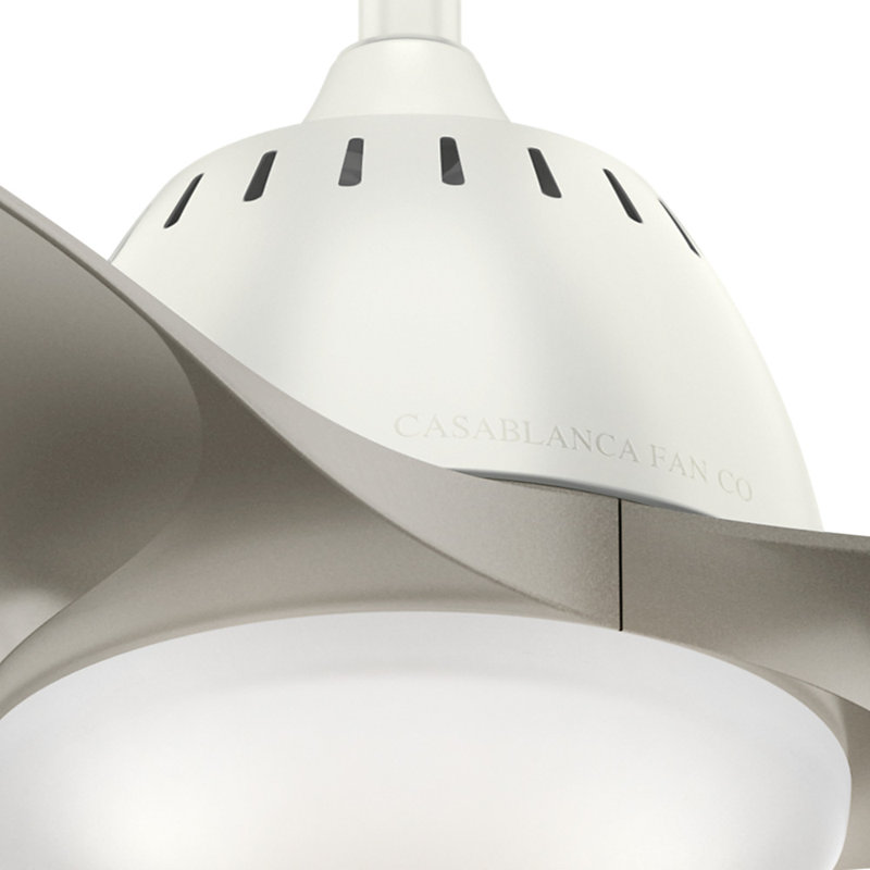 44" Wisp 3-Blade LED Standard Ceiling Fan with Remote Control and Light Kit Included, Fresh White