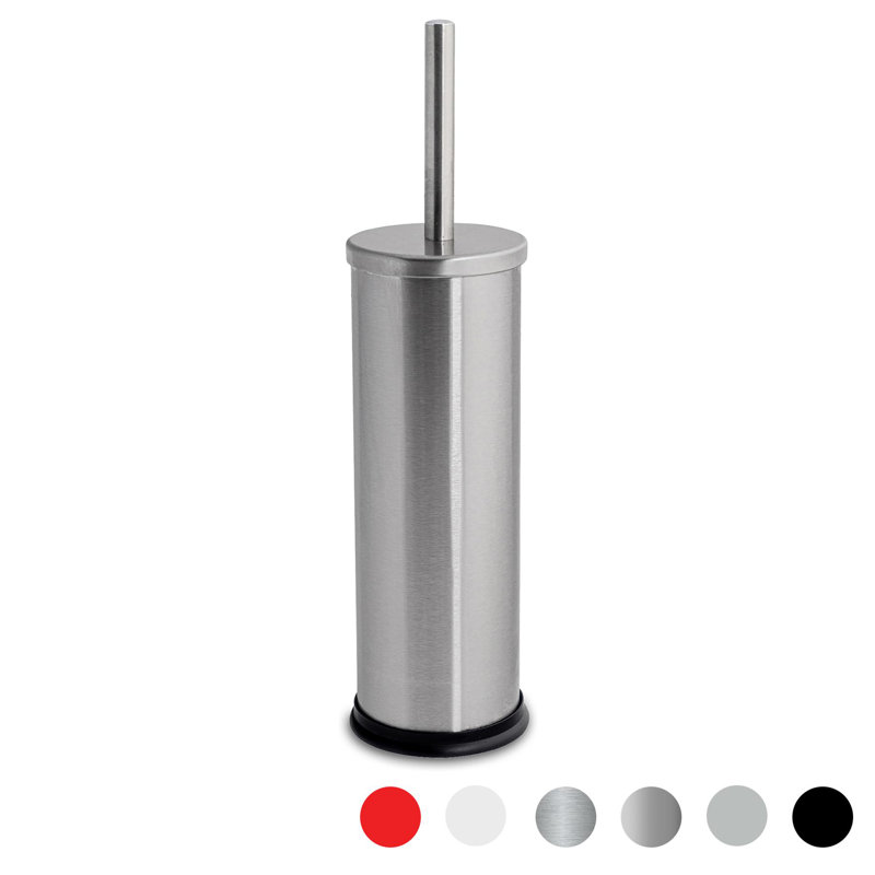 Harbour Housewares Round Toilet Brush and Holder, Brushed Steel