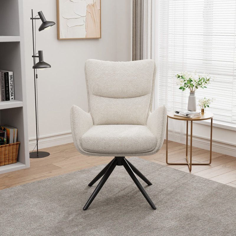 Modern Rotatable Chenille Upholstered Accent Chair, Beige