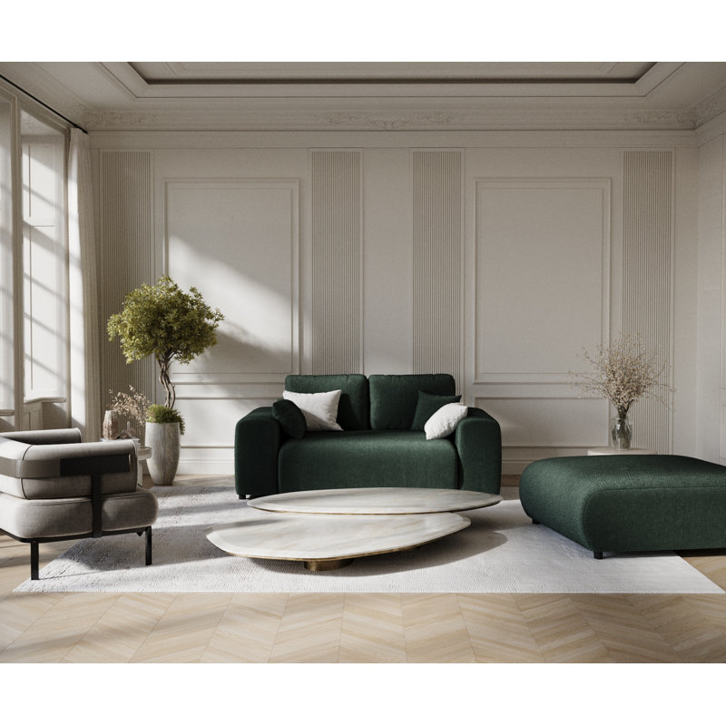 Two-seater square arms loveseat sofa, Green