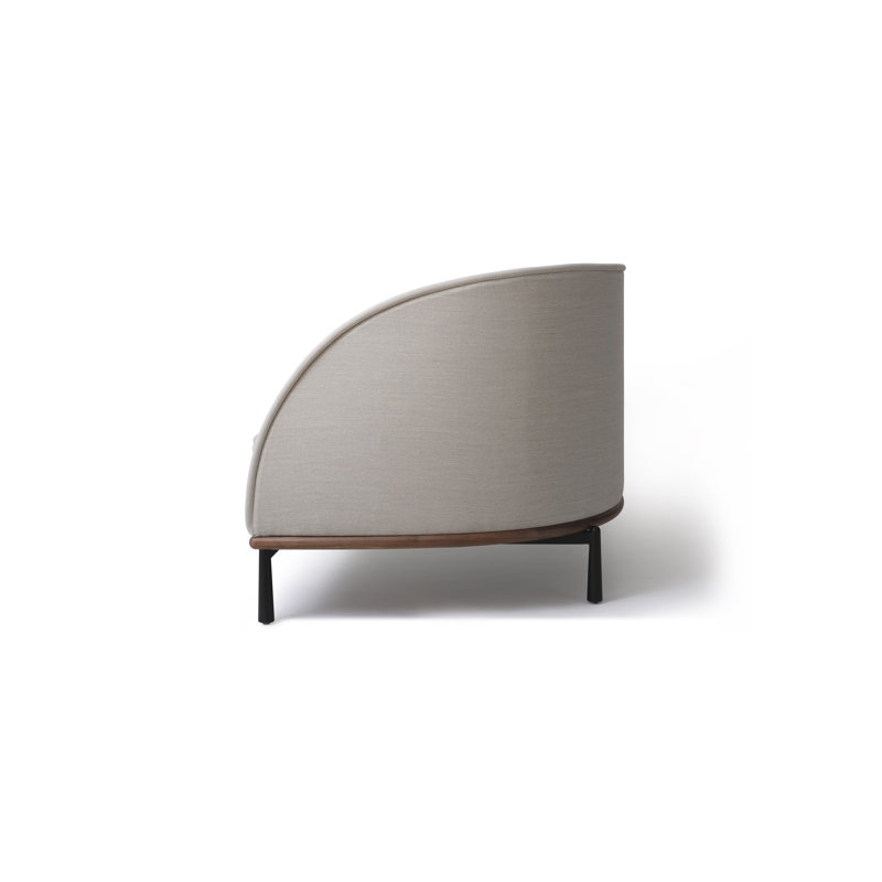 Arc Sofa Three Seater, White, Natural Walnut