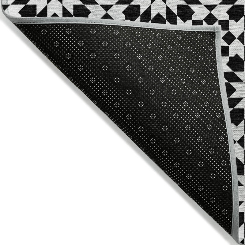 Tapis intérieur / extérieur 9 pi x 12 pi gris et argent à motif de médaillons lavables