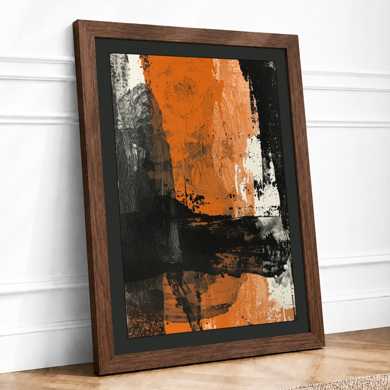 Gestural Forms Abstract - Framed Print, Walnut, A3 - 42.0 x 29.7 cm