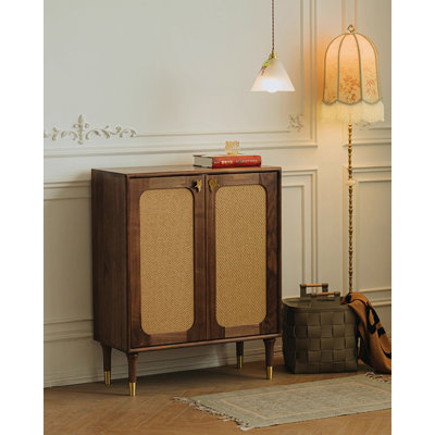 Solid Black Walnut Shoe Cabinet with Butterfly Handles