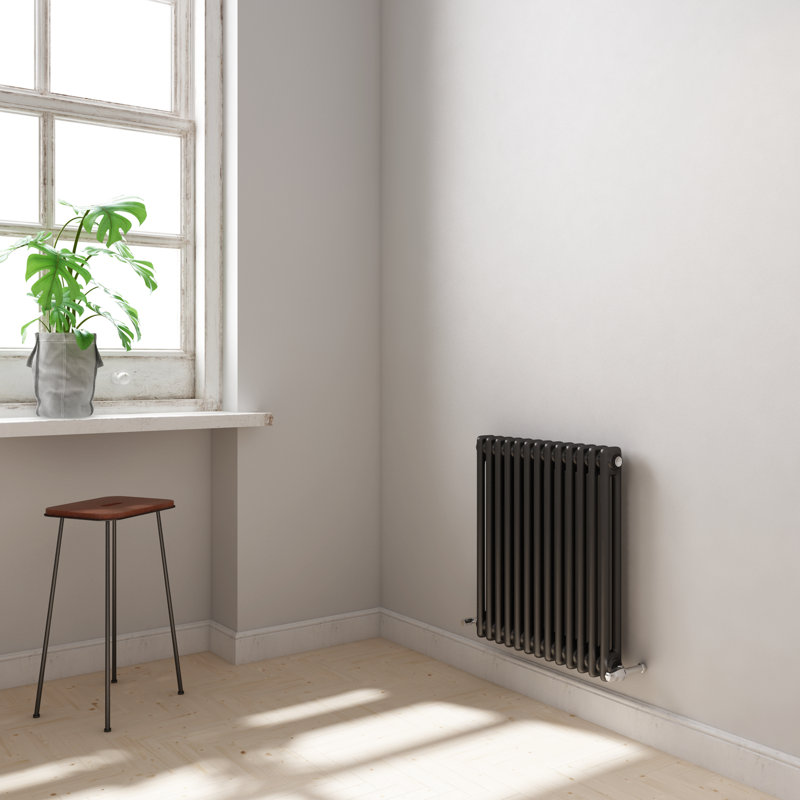 iBathUK Radiator + Angled Valve, Grey, 600cm H x 605cm W x 70cm D, 2