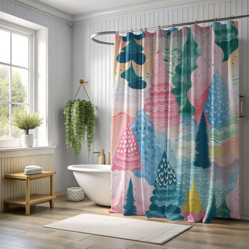 Rideaux de douche Pink Trees - Premium, H 74 po x l 71 po