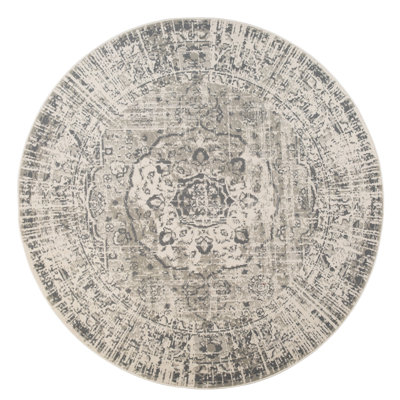 Traditional Medallion Durable Performance Gray/Beige Area Rug